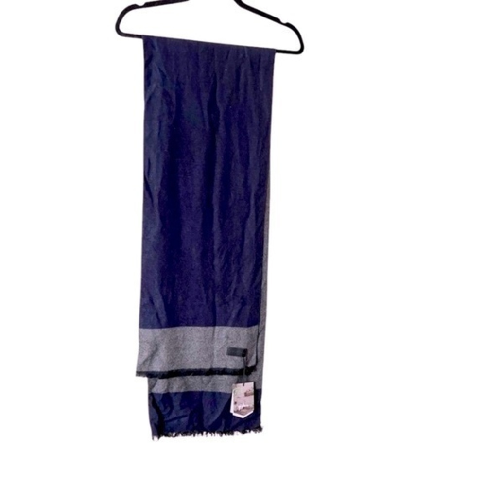 NWT Mio Marino The Anchor Collection Cashmere Feel 100% Cotton Scarf Navy / Gray